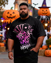 Big & Tall Men's Halloween Poker HA Alphabet Fun Printed Short Sleeve Tee